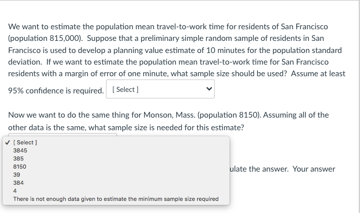Solved We want to estimate the population mean | Chegg.com