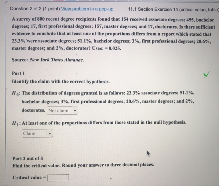 Solved Question 2 of 2 (1 point) View problem in a pop-up | Chegg.com