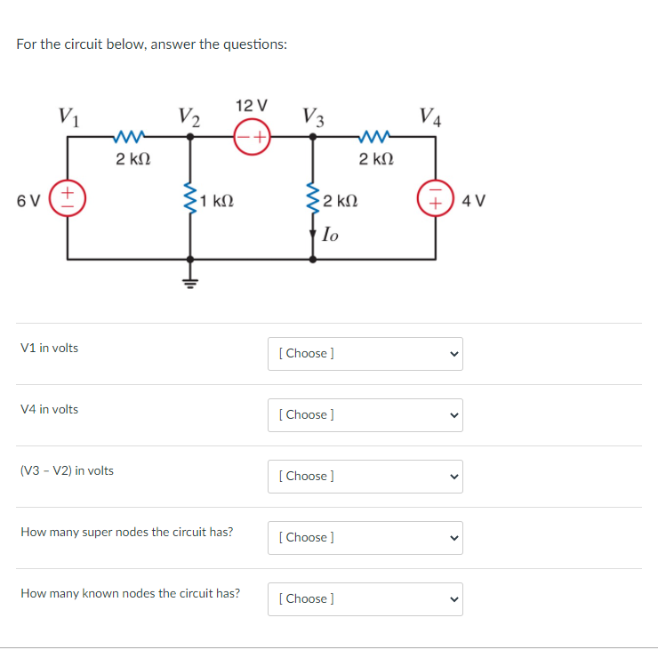 Solved For The Circuit Below Answer The Questions 12 V Chegg Com