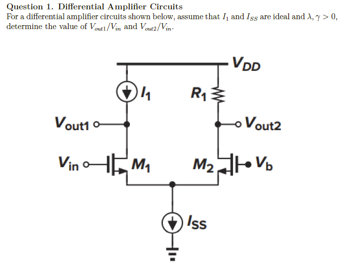 Solved Question 1. Differential Amplifier Circuits For a | Chegg.com