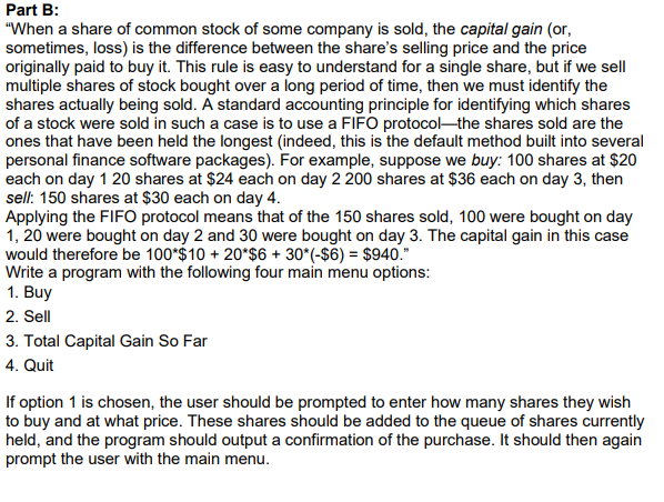 Solved Part B: "When A Share Of Common Stock Of Some Company | Chegg.com