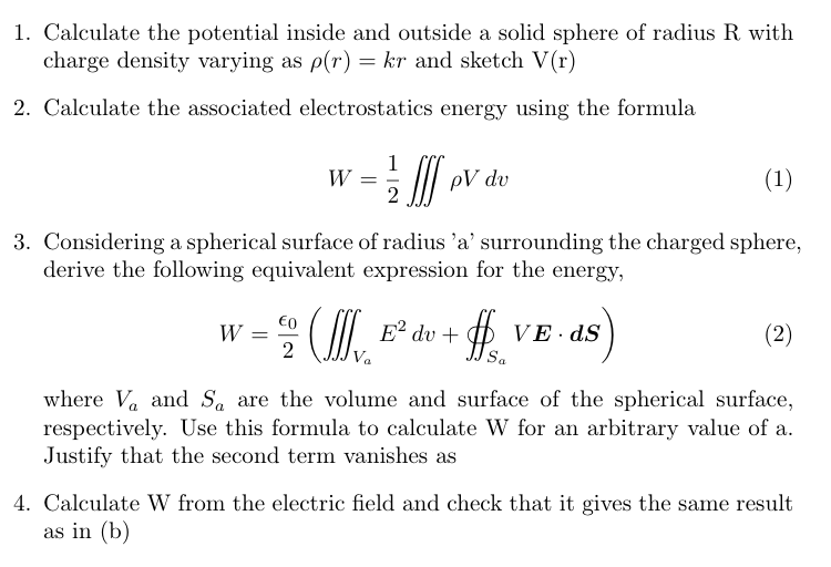 Solved 1. Calculate the potential inside and outside a solid | Chegg.com