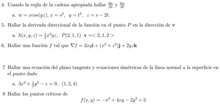 Solved 4. Usando la regla de la cadena apropiada hallar ∂s∂w | Chegg.com