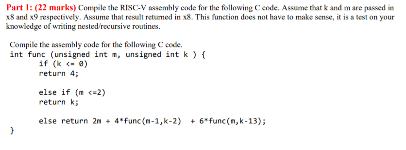 Answer using standard risc v instructions (add, sub, | Chegg.com