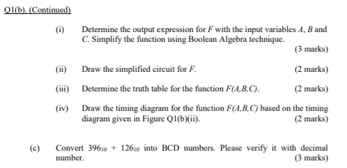 Solved (b) Figure Q1(b)(i) Shows A Combinational Logic | Chegg.com