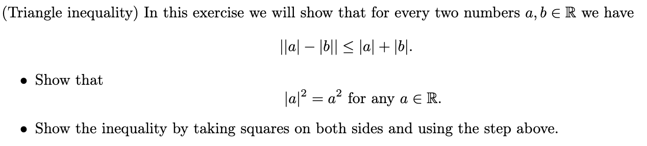 Solved (Triangle Inequality) In This Exercise We Will Show | Chegg.com