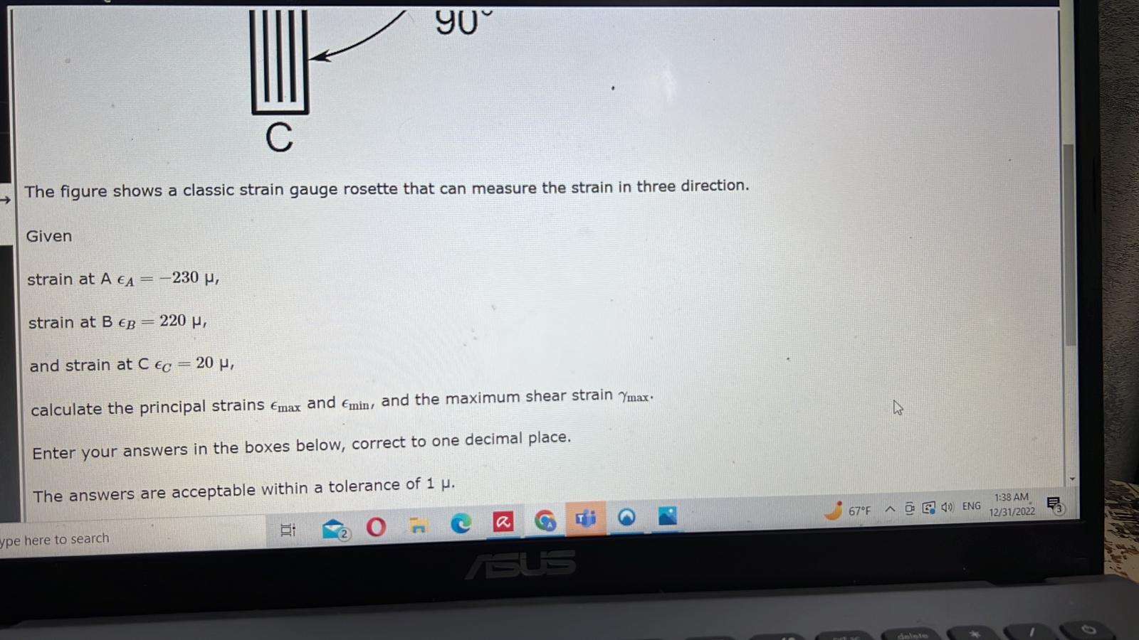 Solved The figure shows a classic strain gauge rosette that | Chegg.com