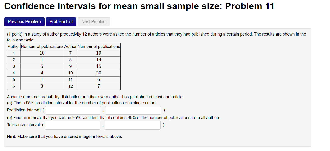 Solved Confidence Intervals for mean small sample size: | Chegg.com