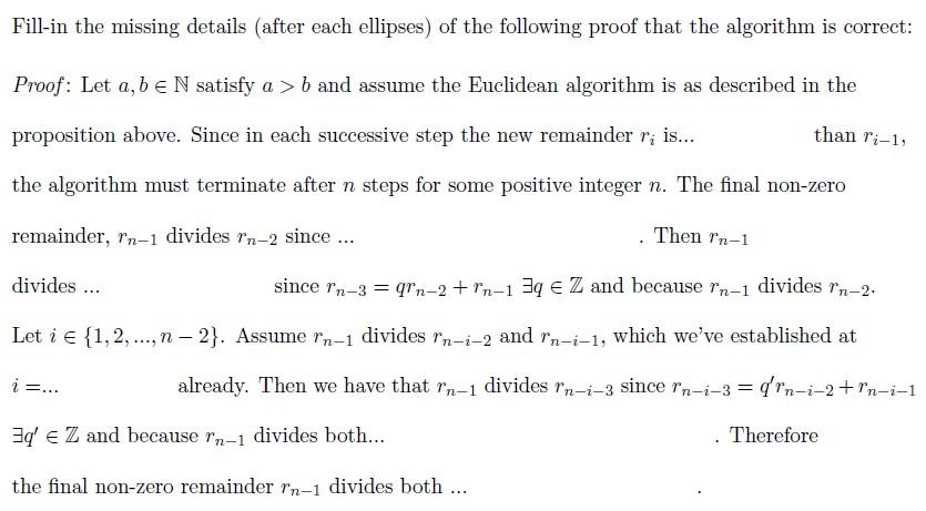 Solved Euclidean Algorithm: Let A, B Be Distinct Positive | Chegg.com