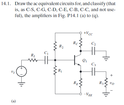 Solved Draw the ac equivalent circuits for, and classify | Chegg.com