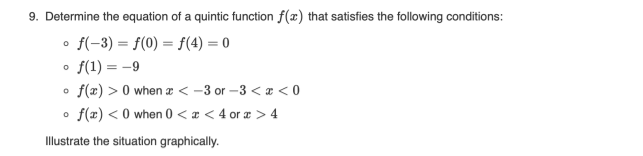 Solved 9. Determine the equation of a quintic function f(x) | Chegg.com