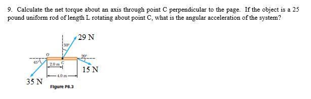 Solved 9. Calculate the net torque about an axis through | Chegg.com