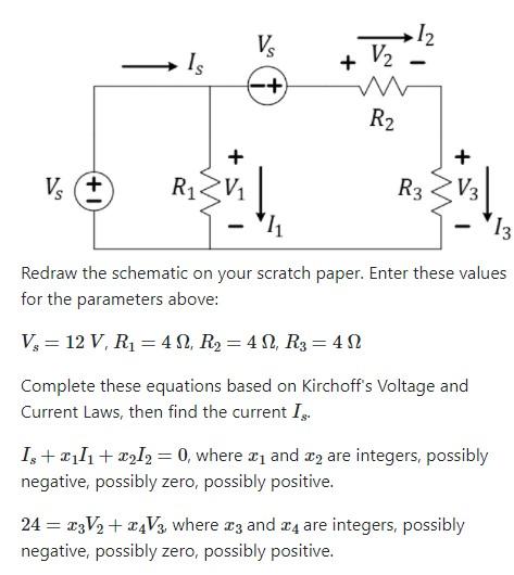 Solved Vs 12 Is - + + V2 w -+ R2 + + 13 Vs (+ R1 V1 R3 - 13 | Chegg.com