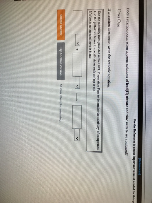 Solved Use The Does A Reaction Occur When Aqueous Solutions