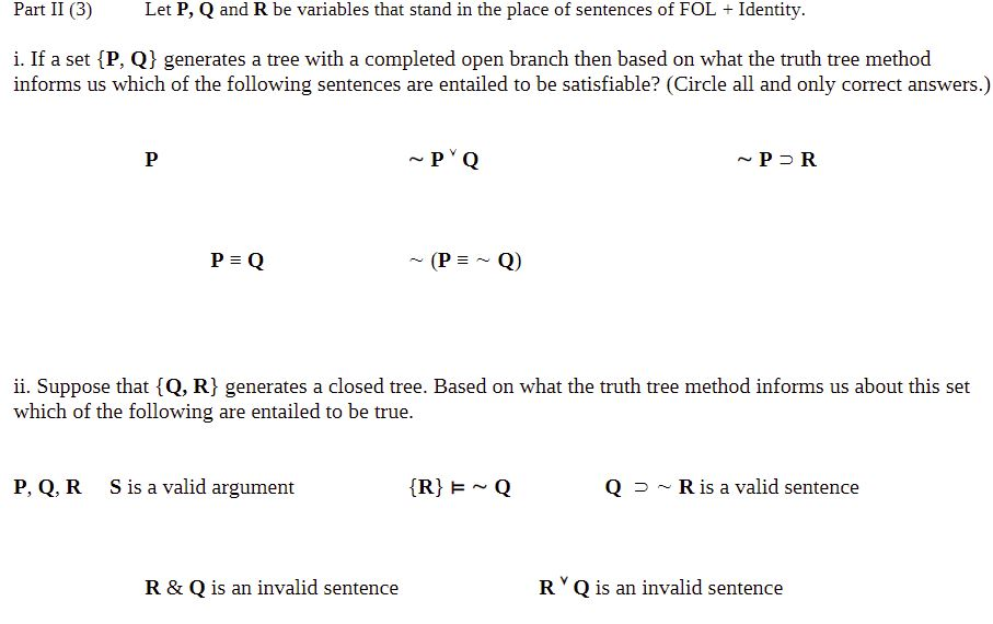 Part Ii 3 Let P Q And R Be Variables That Stand Chegg Com