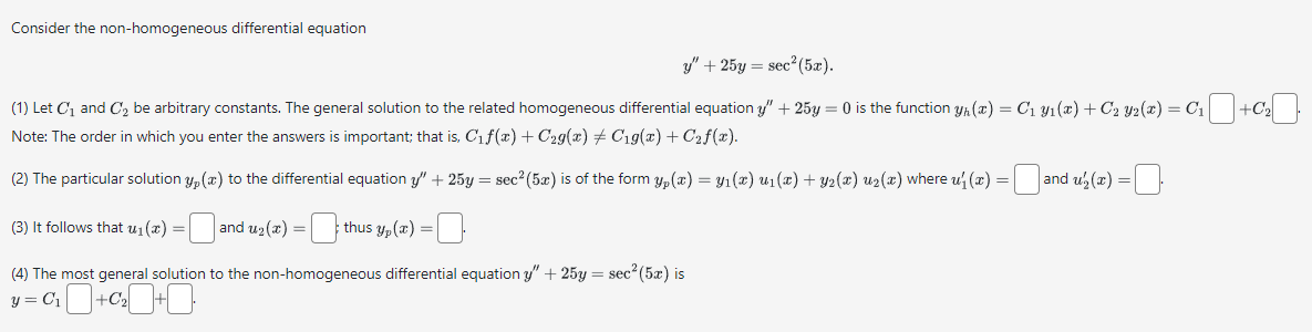 Solved Consider The Non Homogeneous Differential 6848