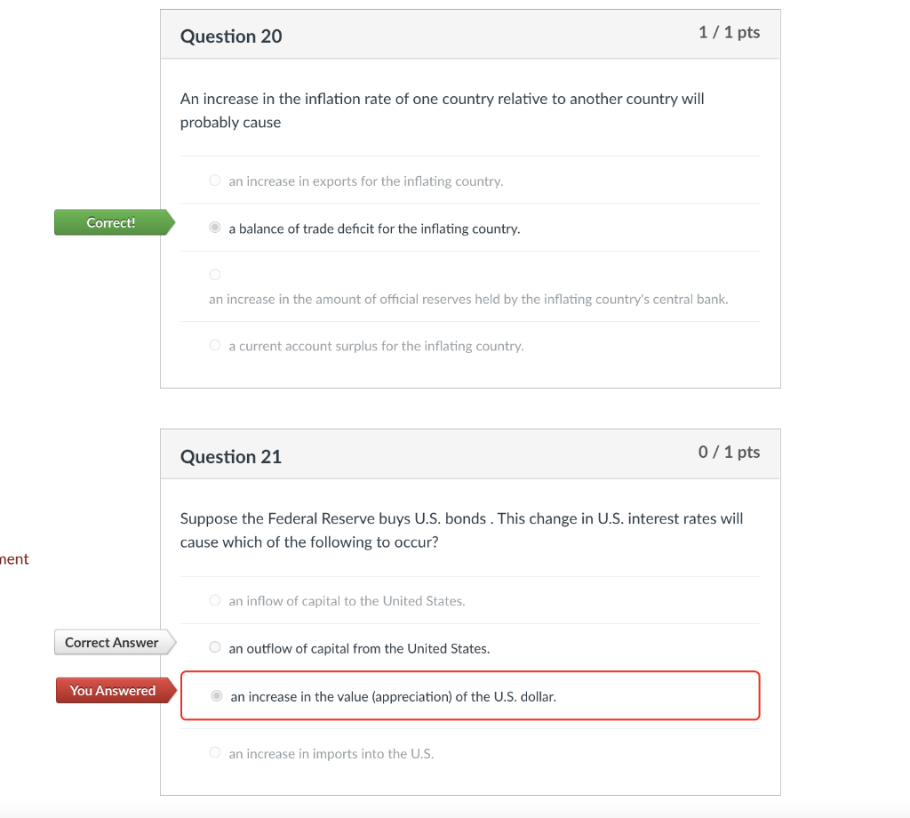 Solved Question 20 1 / 1 pts An increase in the inflation | Chegg.com