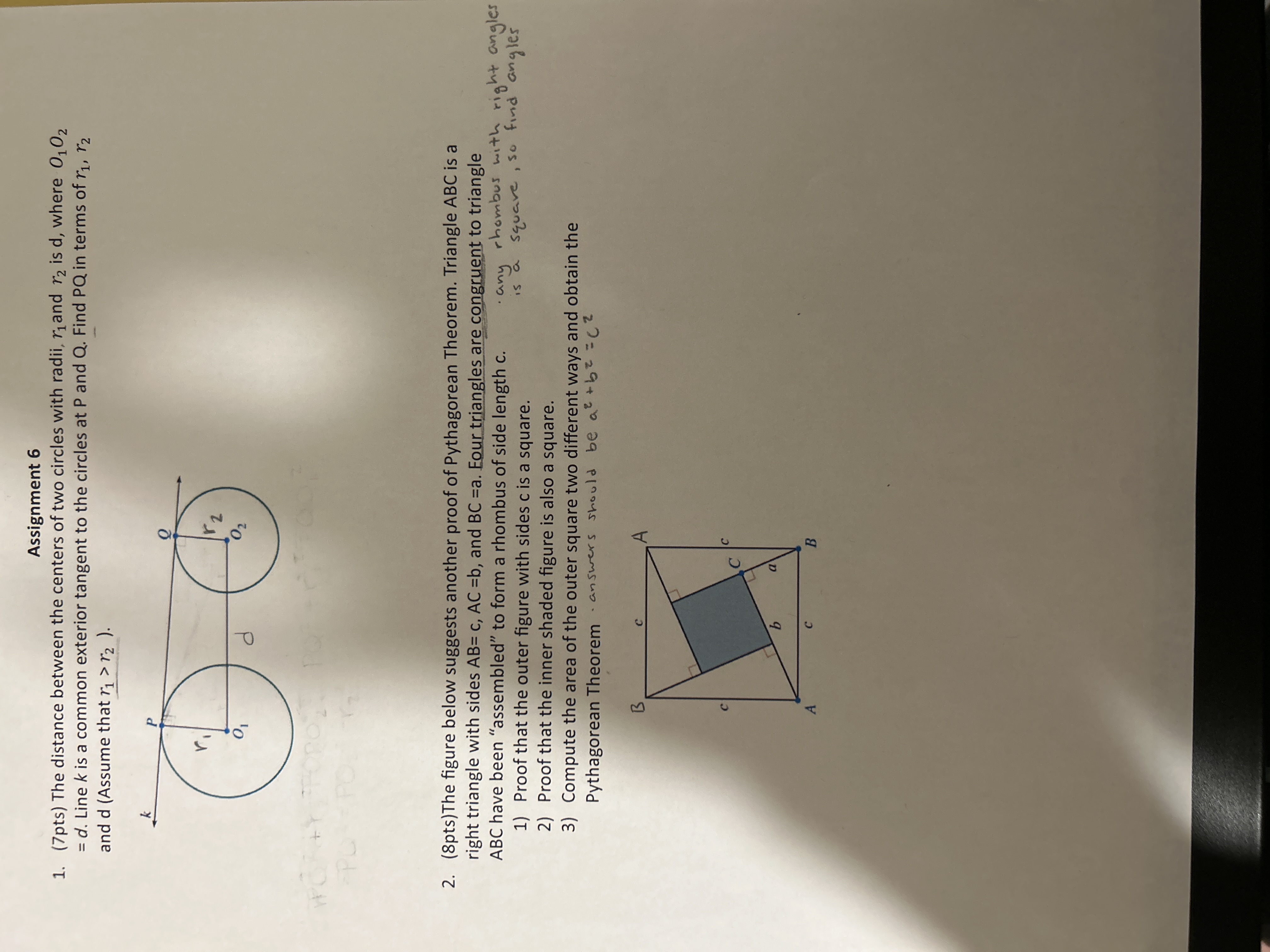 Solved Assignment 6(7pts) ﻿The distance between the centers | Chegg.com