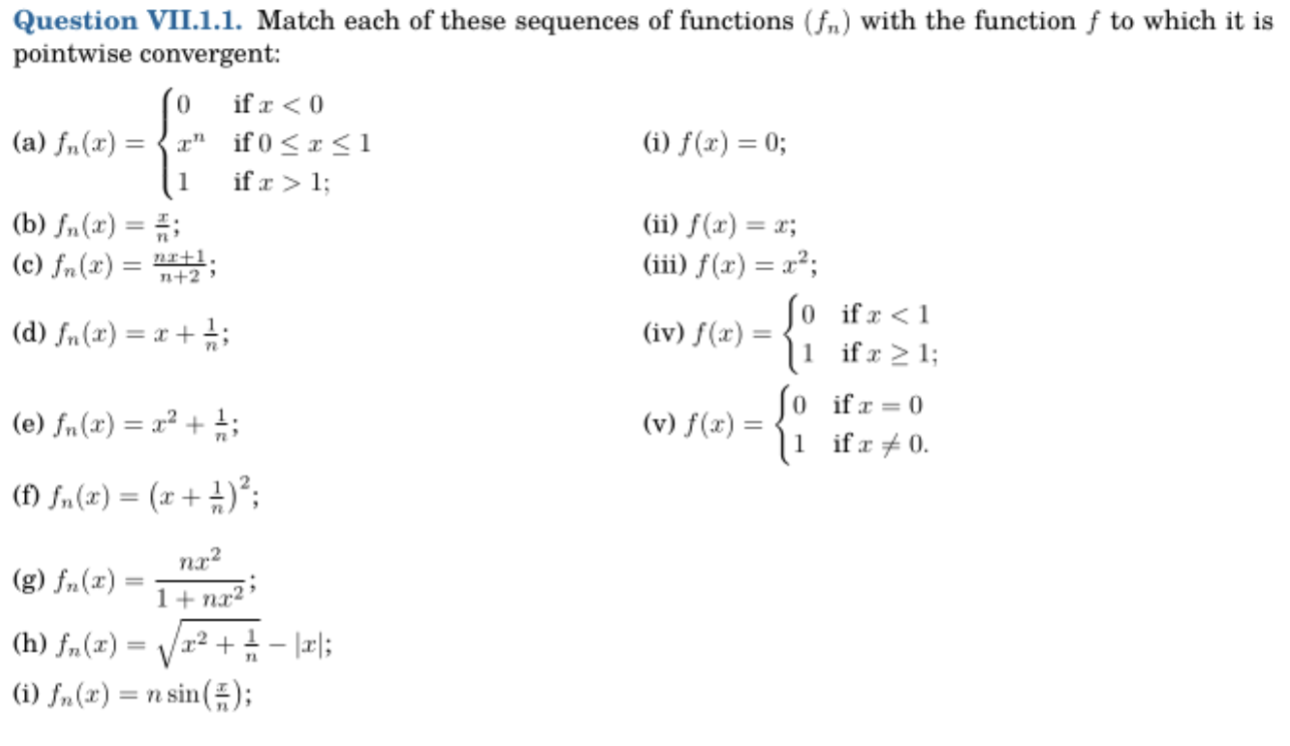 Solved Question VII.1.1. Match each of these sequences of | Chegg.com