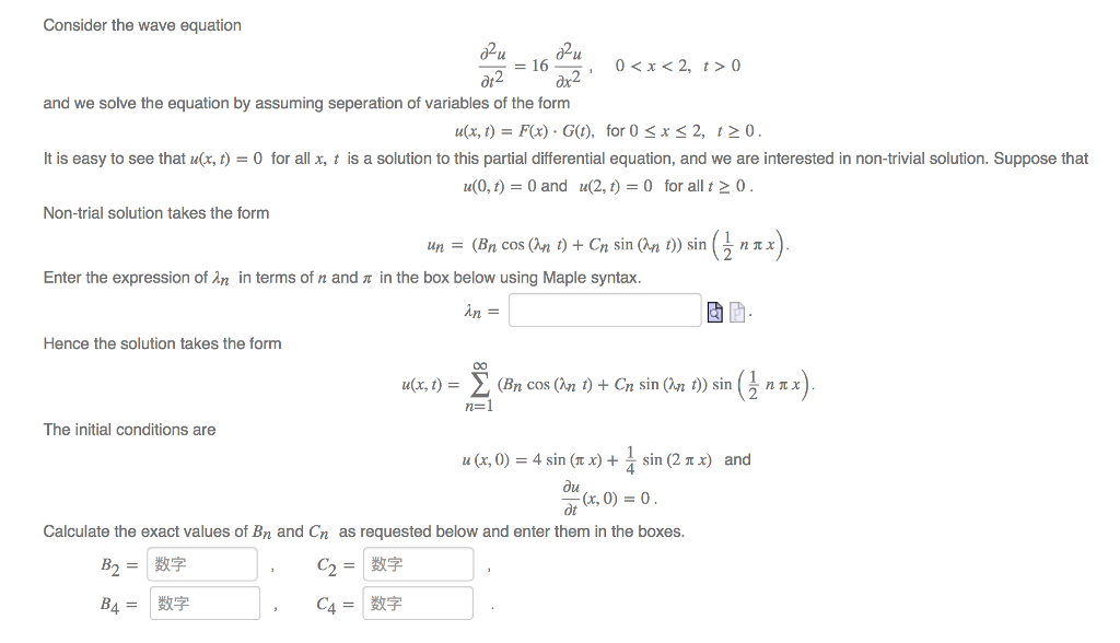 Solved Consider The Wave Equation 2u t2 16 2u x2 00 And Chegg solved-consider-the-wave-equation-2u-t2-16-2u-x2-00-and-chegg