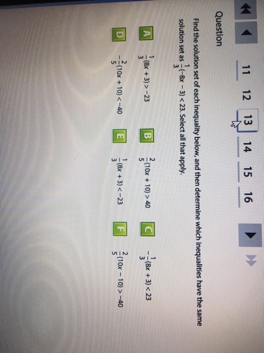 Solved 11 12 13 14 15 16 Question Find The Solution Set Of | Chegg.com