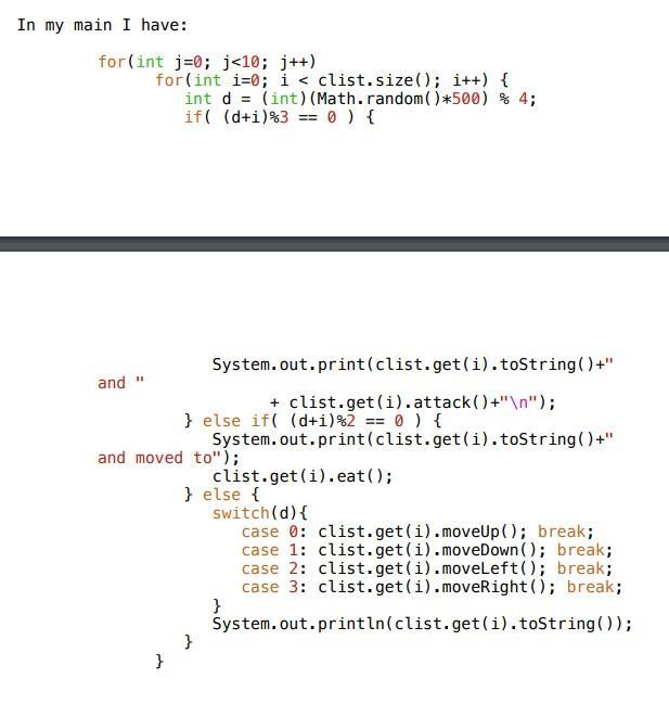 Solved in JAVA modify class monster to meet this | Chegg.com