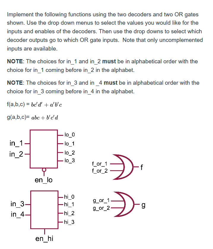 Solved Implement The Following Functions Using The Two | Chegg.com