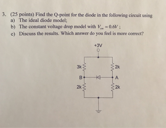 Solved (25 points) Find the Qpoint for the diode in the