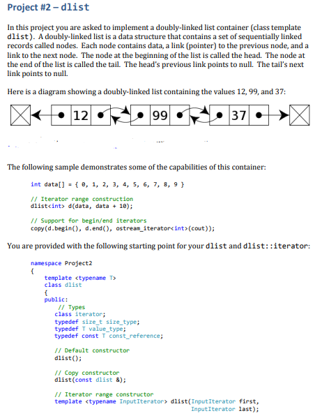 Project #2-dlist In this project you are asked to | Chegg.com