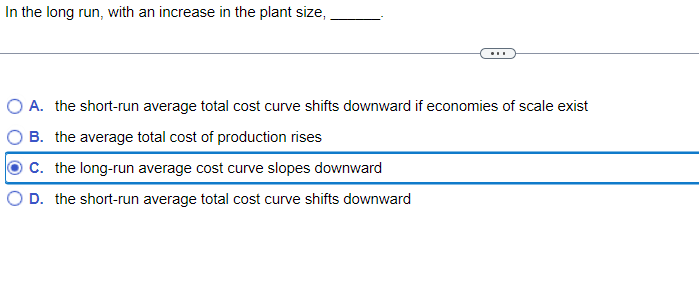 Solved In the long run, with an increase in the plant | Chegg.com