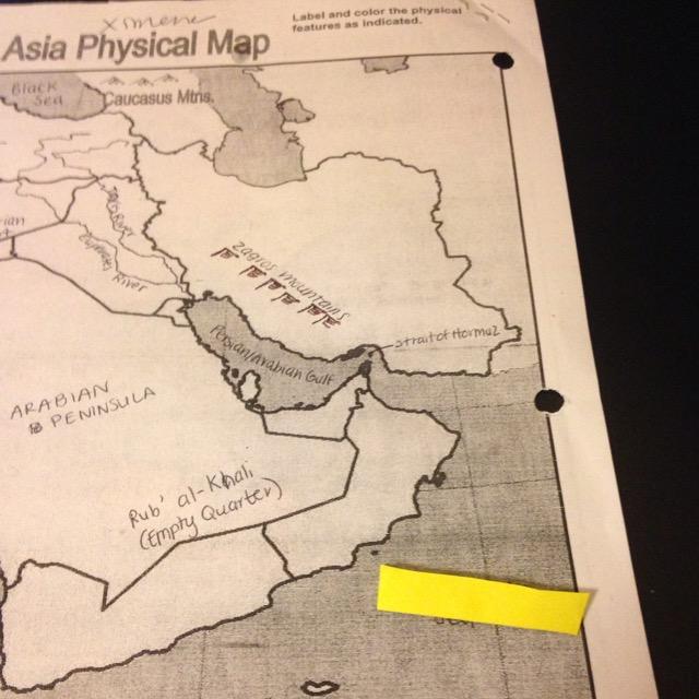 blank physical map of southwest asia