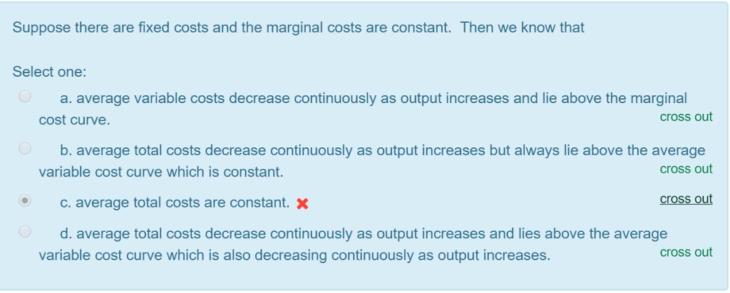 Solved Suppose there are fixed costs and the marginal costs | Chegg.com