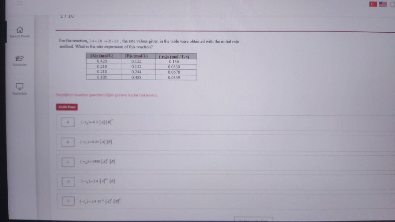 Solved For the renction, 2A+2B→R+2S, the rate values given | Chegg.com