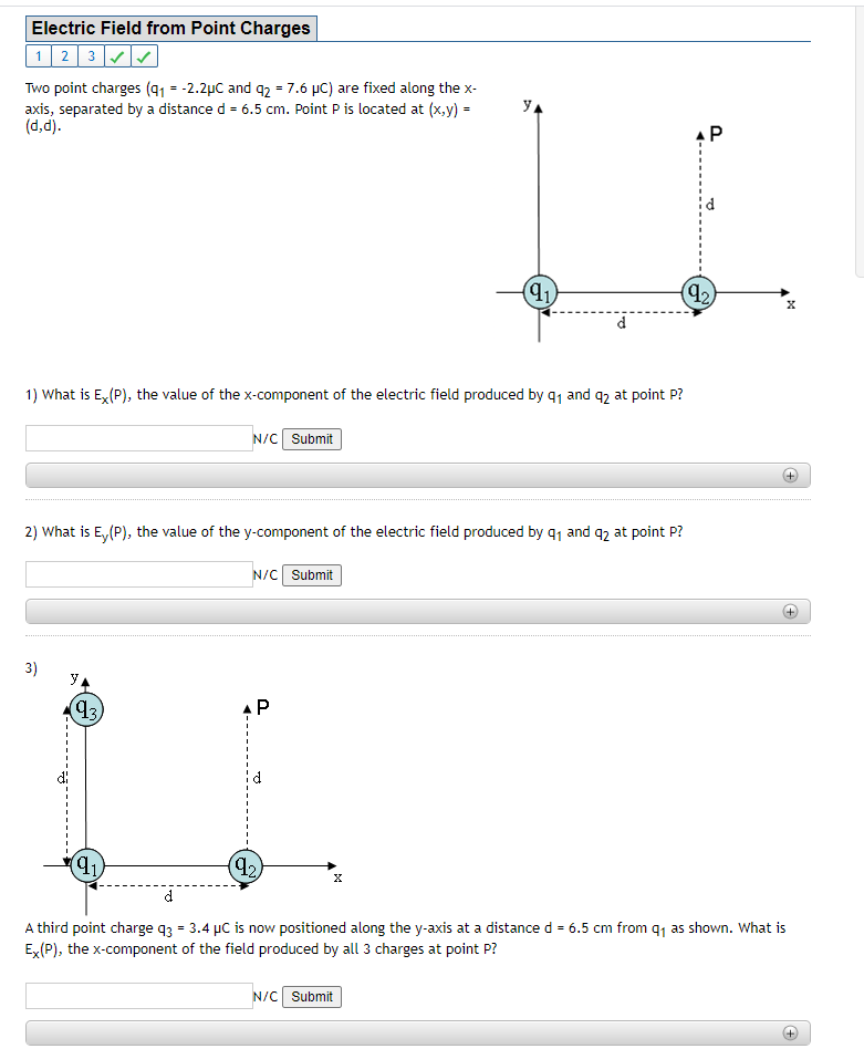 Solved 1 Electric Field from Point Charges 1 2 3 Two point | Chegg.com