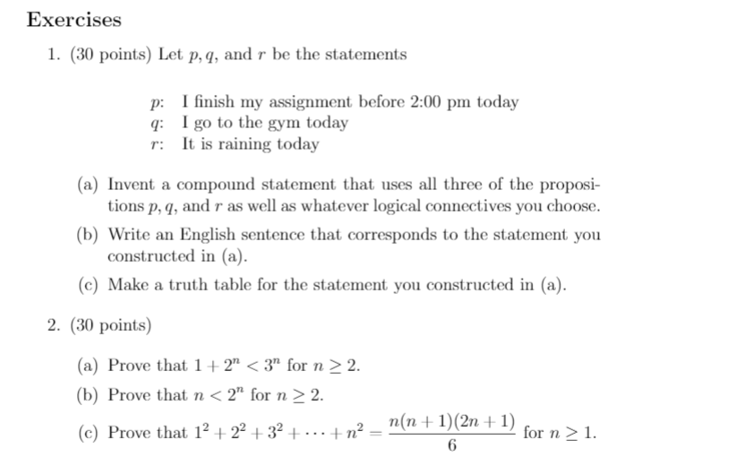 Solved Exercises 1 30 Points Let P Q And R Be The Sta Chegg Com