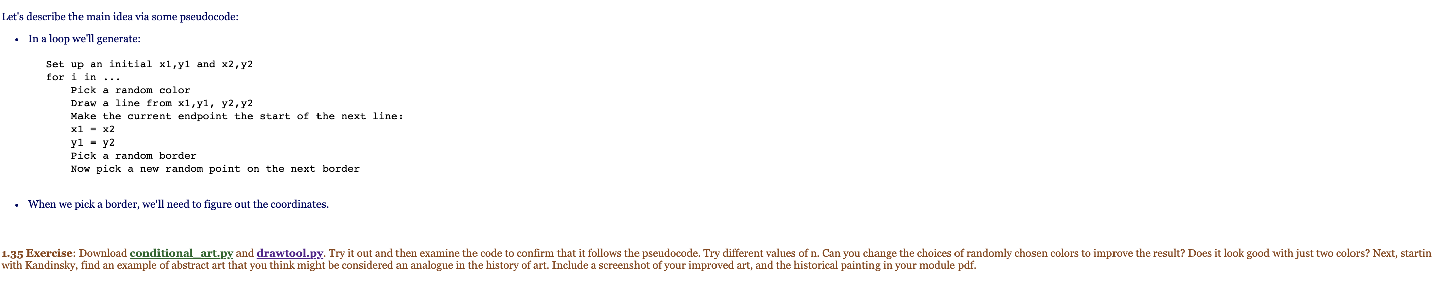 Solved 1.9 Algorithmic art Let's now use what we've learned | Chegg.com