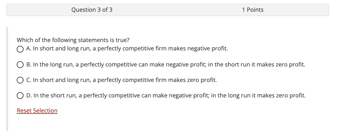 Solved Question 3 of 3 1 Points Which of the following | Chegg.com