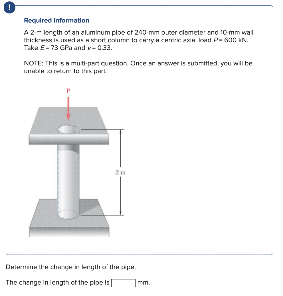 Solved Required information A 2m length of an aluminum pipe