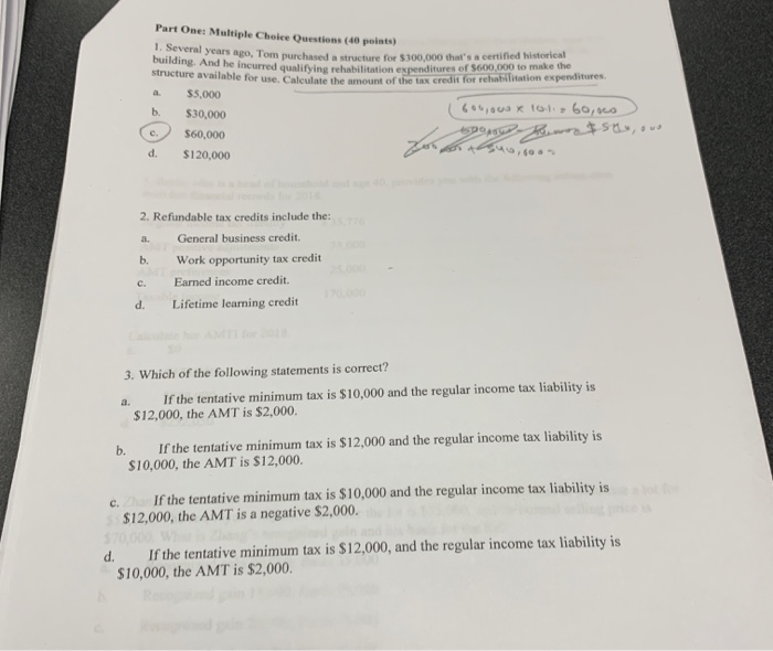 Solved Part One: Multiple Choice Questions (40 points) 1. | Chegg.com