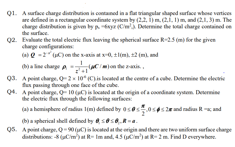 Solved Q1. A surface charge distribution is contained in a | Chegg.com