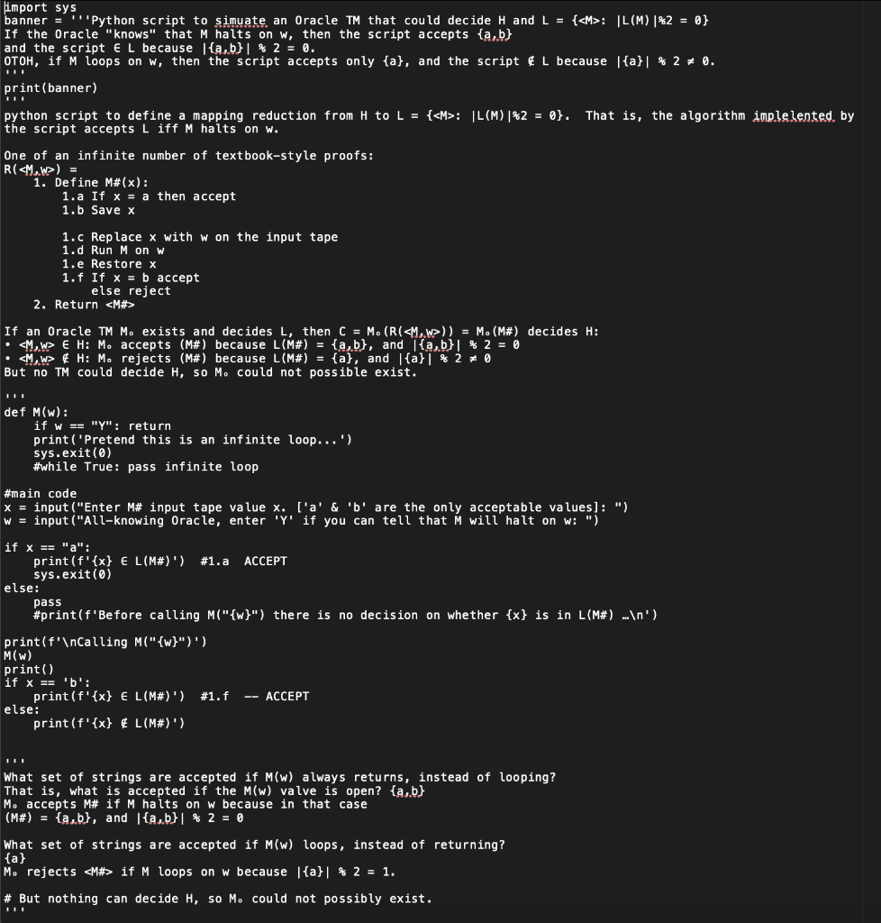L = { : L(M) = Ø}. Create a Python script, in the | Chegg.com