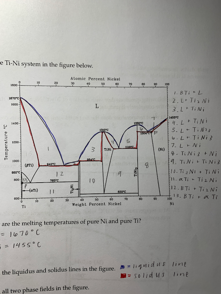 Solved E Ti Ni System In The Figure Below Atomic Percent Chegg Com