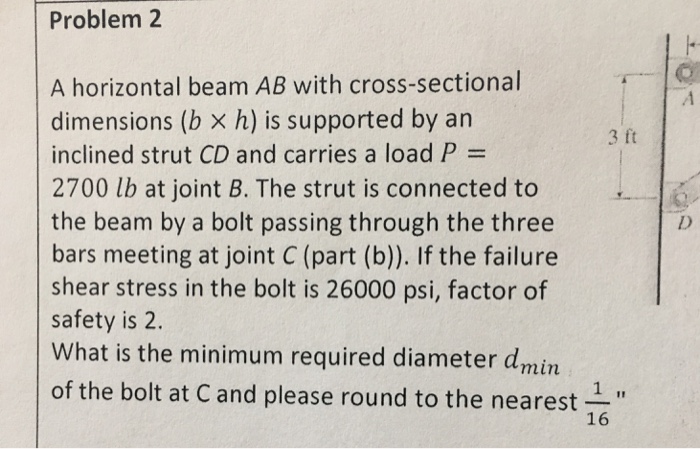 Solved Problem 2 A Horizontal Beam AB With Cross-sectional | Chegg.com