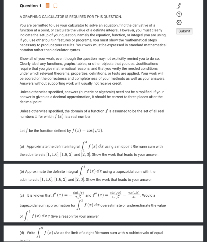 Solved Question 1 a A GRAPHING CALCULATOR IS REQUIRED FOR | Chegg.com