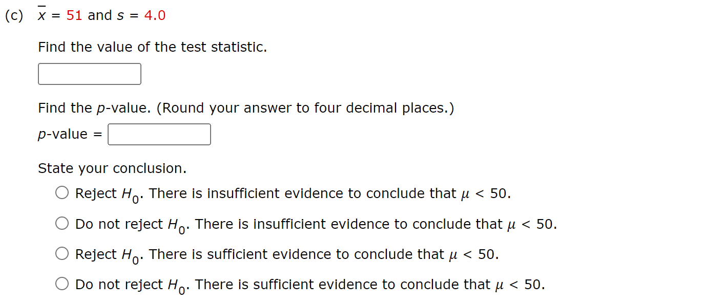 Solved Consider the following hypothesis test. Ho μ ≥ 50