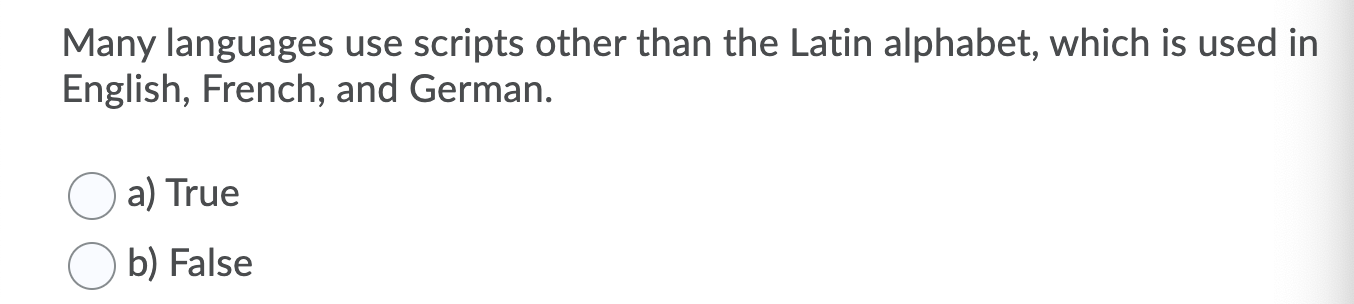Solved Many languages use scripts other than the Latin | Chegg.com