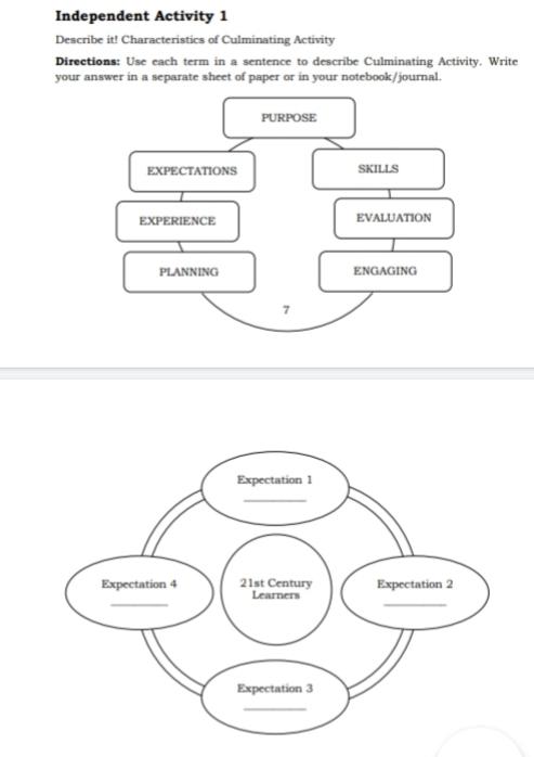 Independent Activity 1 Describe it! Characteristics | Chegg.com