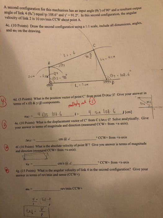contiguration for this mechanism has an input angle | Chegg.com