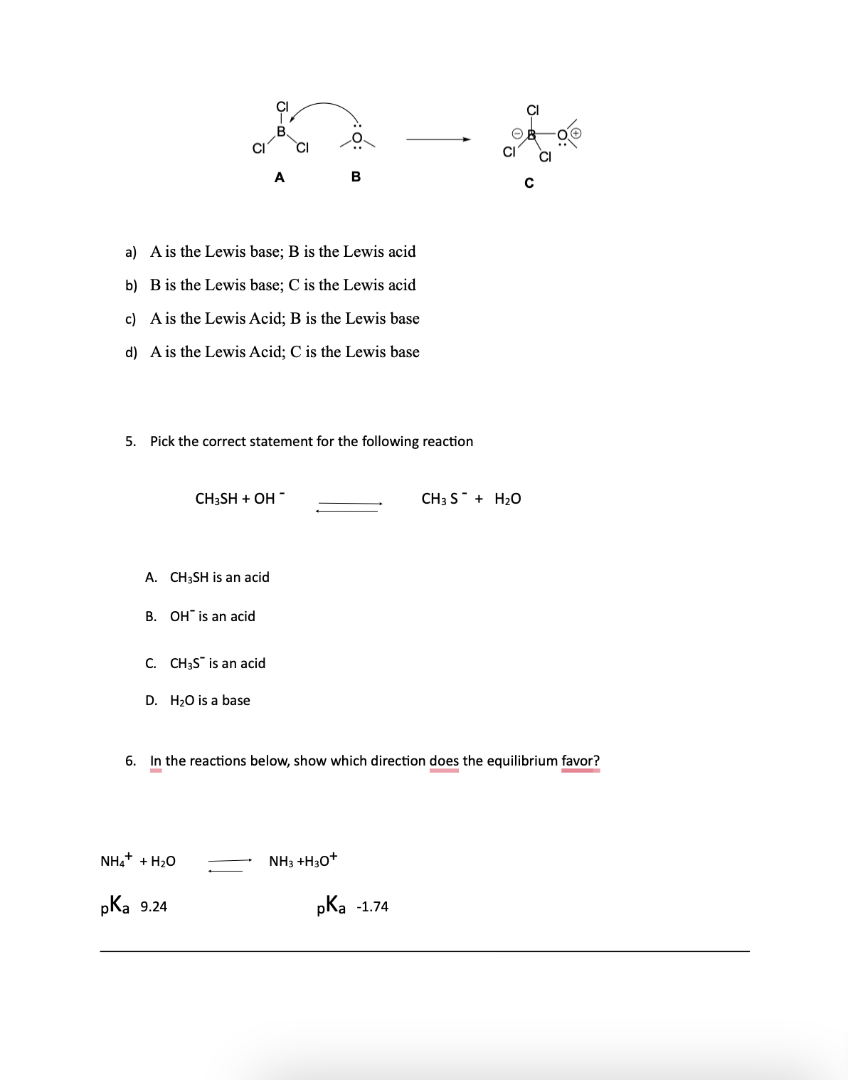 Solved a) A is the Lewis base; B is the Lewis acid b) B is | Chegg.com