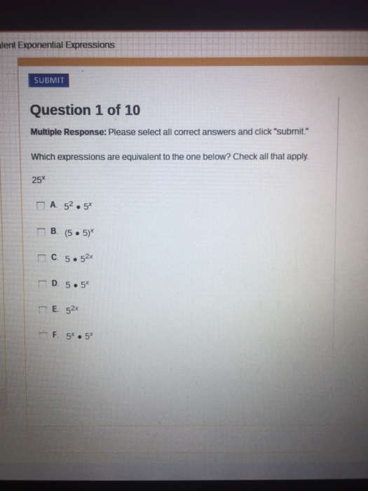 Solved Which Expressions Are Equivalent To The One Below? | Chegg.com